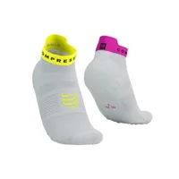 chaussettes compressport pro racing v4.0 basses running blanc jaune, taille taille 2