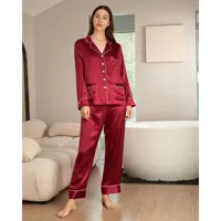 pyjama en soie femme  liseré contrastant rouge