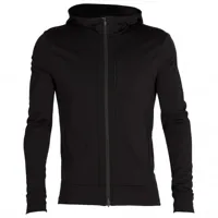 icebreaker - quantum iii l/s zip hood - veste en laine mérinos taille s, noir