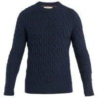 icebreaker - cable knit crewe sweater - pull en laine mérinos taille l, bleu