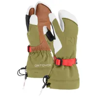 ortovox - women's merino freeride 3 finger glove - gants taille m, vert olive