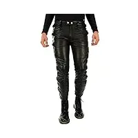 bockle® 1991 pantalon de cuir lacées noir pour homme casual, size: w36/l36