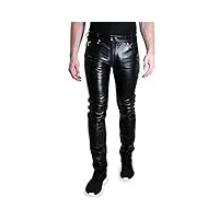 bockle® 1991 gay-zip jean tube skinny slim fit hommes pantalon en cuir jeans jean full zipper zip jeans en cuir homme cuir véritable, size: 36w / 36l