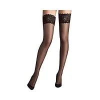 wolford satin touch 20 stay-up collants, 20 den, noir (nearly black 7212), l femme