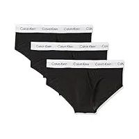 calvin klein slip homme lot de 3 sous-vêtement coton stretch, noir (black), m
