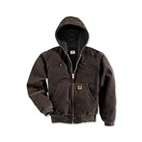 carhartt active jacket j130 veste matelassée pour homme en flanelle doublée grise (sandstone) - marron - medium