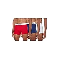 calvin klein boxer homme lot de 3 caleçon coton stretch, multicolore (white/red ginger/pyro blue), xl