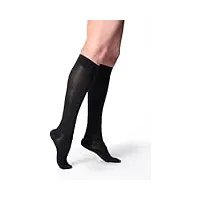sigvaris women's cotton ribbed knee high socks 20-30mmhg closed toe short length, medium short, black by sigvaris