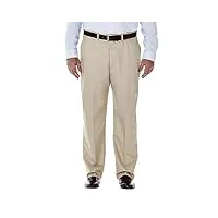 haggar pantalon de travail pour homme sans repassage à devant plat et grandes tailles, marron, taille unique, kaki, 58w x 32l