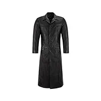 smart range - detective pleine longueur casual long réel nappa cuir veste manteau - homme - taille : m - couleur : noir
