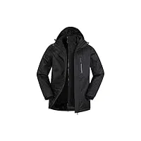 mountain warehouse veste imperméable bracken extreme 3 en 1 pour hommes - manteau d'hiver ajustable, compatible avec les écouteurs - pour le camping en hiver noir m
