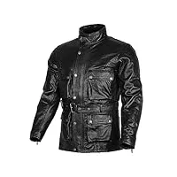 veste trail blazer de motocycliste vintage et classique, en cuir ciré et huilé, noir - par bikers gear - veste ce1621-1 en polyuréthane - pointures : 48 ru, 58 eu, 4xl