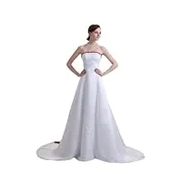 george bride - robe de mariée simple de concepteur nouveau perlée en satin sans bretelles - taille 40 - couleur blanc