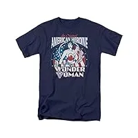 wonder woman - - adulte héroïne t-shirt américain dans la marine, xxx-large, navy