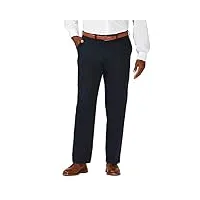 haggar pantalon de travail pour homme avec taille extensible dissimulée, sans repassage, devant plat, bleu marine foncé, 38w x 31l