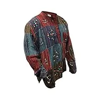shopoholic fashion chemises de grand-père hippie à rayures patchwork pour hommes, chemise de festival colorée délavée à la pierre, m