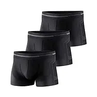 brubeck lot de 3 boxers pour homme - respirant - sport - sous-vêtements fonctionnels - rétro - 41 % laine mérinos - bx10430 - taille xl - couleur : noir