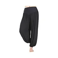 hoerev super doux spandex modal pantalon harem yoga / pilates, noir, l