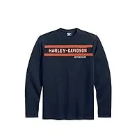 harley-davidson 99090-13vm chemise classique à manches longues à rayures sur la poitrine pour homme, noir, 3xl