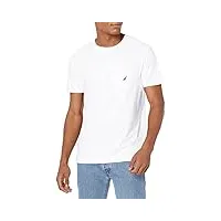 nautica solid crew neck short sleeve pocket t-shirt tricot, blanc, l homme
