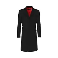 the platinum tailor noir hommes manteau laine et cachemire déguisé chaud hiver mod cromby manteau velours col & satin rouge doublure - noir, 56 eu(uk 46)