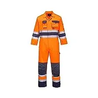 portwest tx55 hommes nantes combinaison de travail à haute visibilité réfléchissante combinaison de sécurité classe 3 orange/marine, m