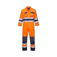 portwest tx55 hommes nantes combinaison de travail à haute visibilité réfléchissante combinaison de sécurité classe 3 orange/marine, xxl