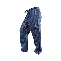 shopoholic fashion unisexe rayures multicolores wideleg sidepocket hippie pantalon - mélange bleu, 3xl
