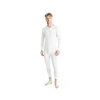 octave – 6 pack homme sous-vêtement thermique combinaison/jumpsuit/body [large, blanc]