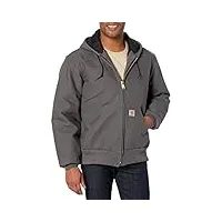 carhartt veste matelassée pour homme avec doublure en flanelle duck active, couleur : gravier, xl haut