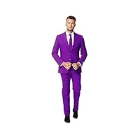 opposuits solid color party for men – purple prince – full suit: includes pants, jacket and tie costume d39homme, 38 homme
