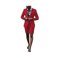 hommes 2 pièces Été hommes costume avec pantalon court marié tuxedos veste mode (blazer+pantalon) - rouge - small