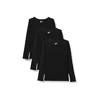 berydale chemise à manches longues et col rond en 100 % coton, femmes, noir (lot de 3), m
