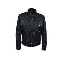 smart range m114 noir des hommes collier réglable casual rétro souple en cuir véritable veste-chemise (s)