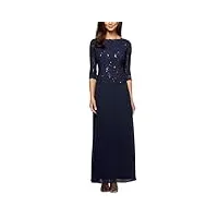 alex evenings robe dentelle avec jupe longue (taille standard petite) occasion spéciale, bleu marine, 44 femme