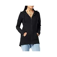 urban classics sweat à capuche zippé, long, style parka, pour femme, long zip hoodie, black, taille m