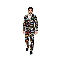 opposuits crazy prom suits for men – badaboom – comes with jacket, pants and tie in funny designs costume d39homme, black, 40 homme
