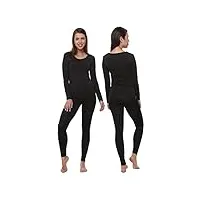 ensemble de sous-vêtements thermiques pour femme outland ; couche de base ; polaire douce ; haut et leggings, noir, l