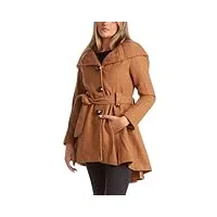 steve madden manteau pour femme - caban en laine à simple boutonnage avec capuche surdimensionnée, ceinture à nouer - veste légère pour femme (s-xl), camel, x-large