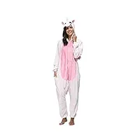 adulte kigurumi unisexe anime animal costume cosplay combinaison pyjama ou déguisement - licorne rose taille l