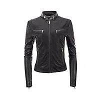 veste de motard ultra-élégante en cuir véritable super doux pour femmes par mdk ,noir ,xx-large/2xl/buste=38 pounces
