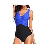 panozon femme une pièce maillot de bain bikini push up bricolore taille grande couleur pure(eur48-50(4xl), 2-bleu)