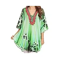 sakkas kf2020768at - balloon top tallulah grand cercle blouse poncho top avec tie neck enclosure avec perles - bright green/multi - os
