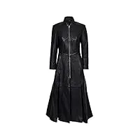 mesdames noir matrice film full movie longueur designer veste en cuir manteau (eu 38 / uk 10)