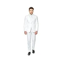 opposuits solid color party for men – white knight – full suit: includes pants, jacket and tie costume d39homme, 46 homme
