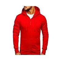 bolf homme sweat-shirt a capuche avec fermeture eclair hoodie sweat zippe manches longues temps libre sport fitness outdoor basic casual style 2008 rouge m [1a1]