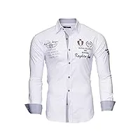 kayhan homme chemise slim fit repassage facile, manches longues modell ,blanc ,small