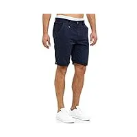 indicode cuba chino short pour homme, doté de 5 poches, avec ceinture, en 100 % coton, pantalon chino court, coupe droite, bermuda d'été, bleu marine, xxl