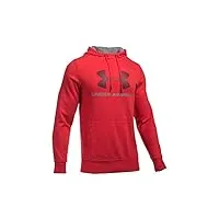 under armour triblend sport style pull à capuche pour homme avec logo, homme, rouge/gris chiné., x-large