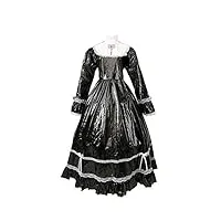 gocebaby sissy fille maid pvc noir longtemps robe uniform costume crossrobe (xxl)